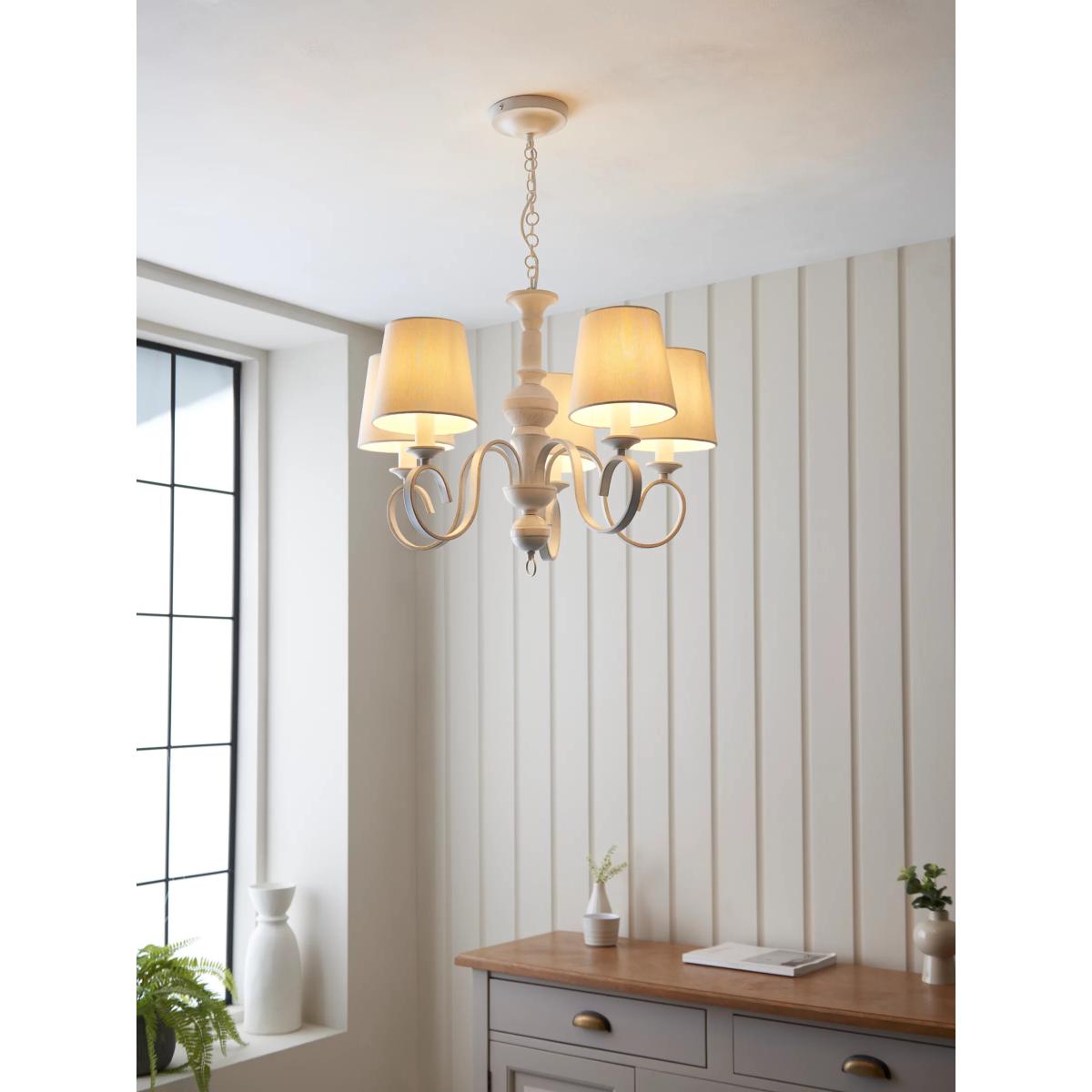 John Lewis Carlita 5 Arm Shaded Ceiling Light, White – image 9