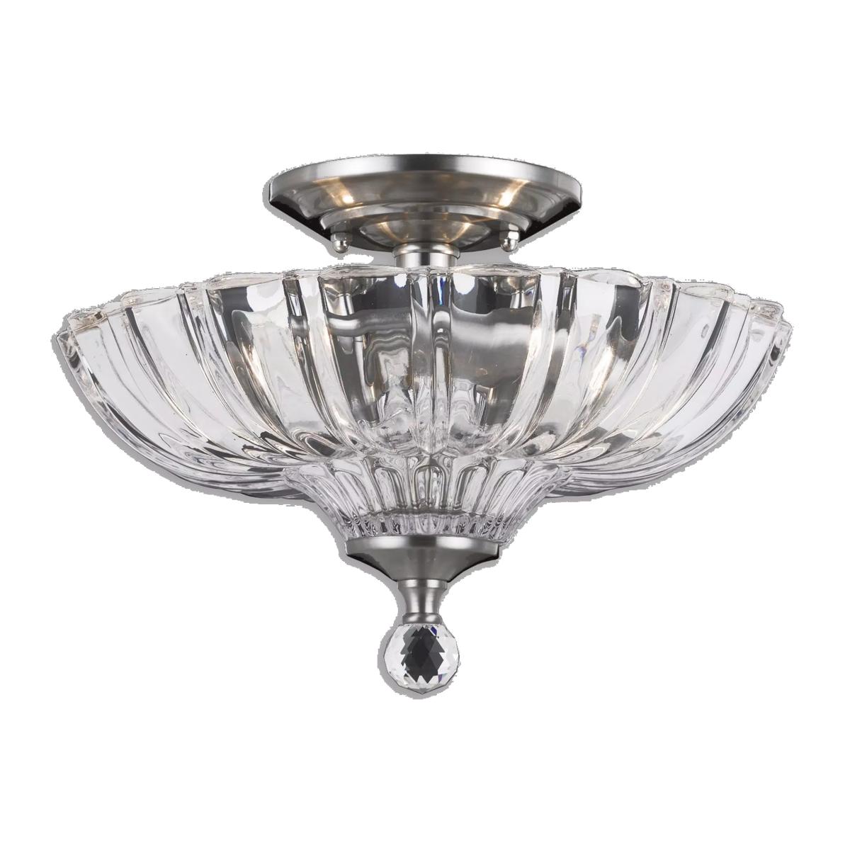 Impex Dallas 2 Light Semi Flush Ceiling Light, Satin Nickel – image 1