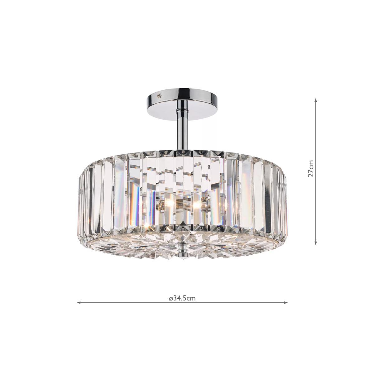 Laura Ashley Fernhurst Crystal Semi-Flush Ceiling Light, Clear/Polished Chrome – image 4