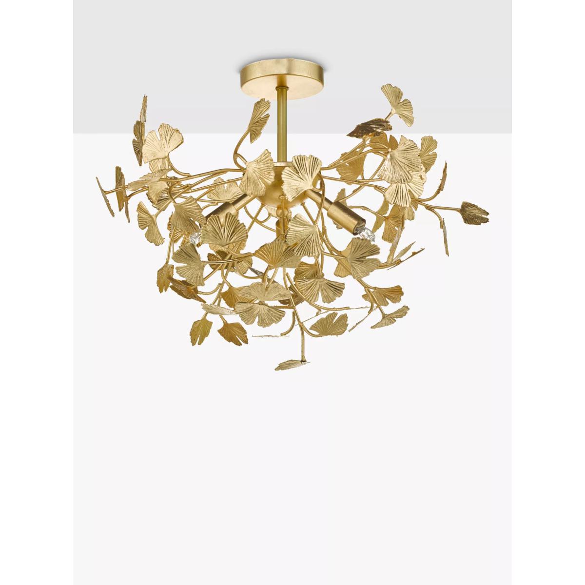 Där Yadira Leaf Semi Flush Ceiling Light, Gold – image 2
