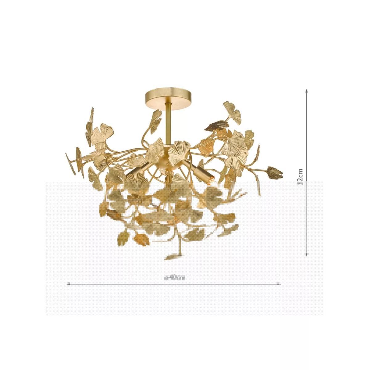 Där Yadira Leaf Semi Flush Ceiling Light, Gold – image 6