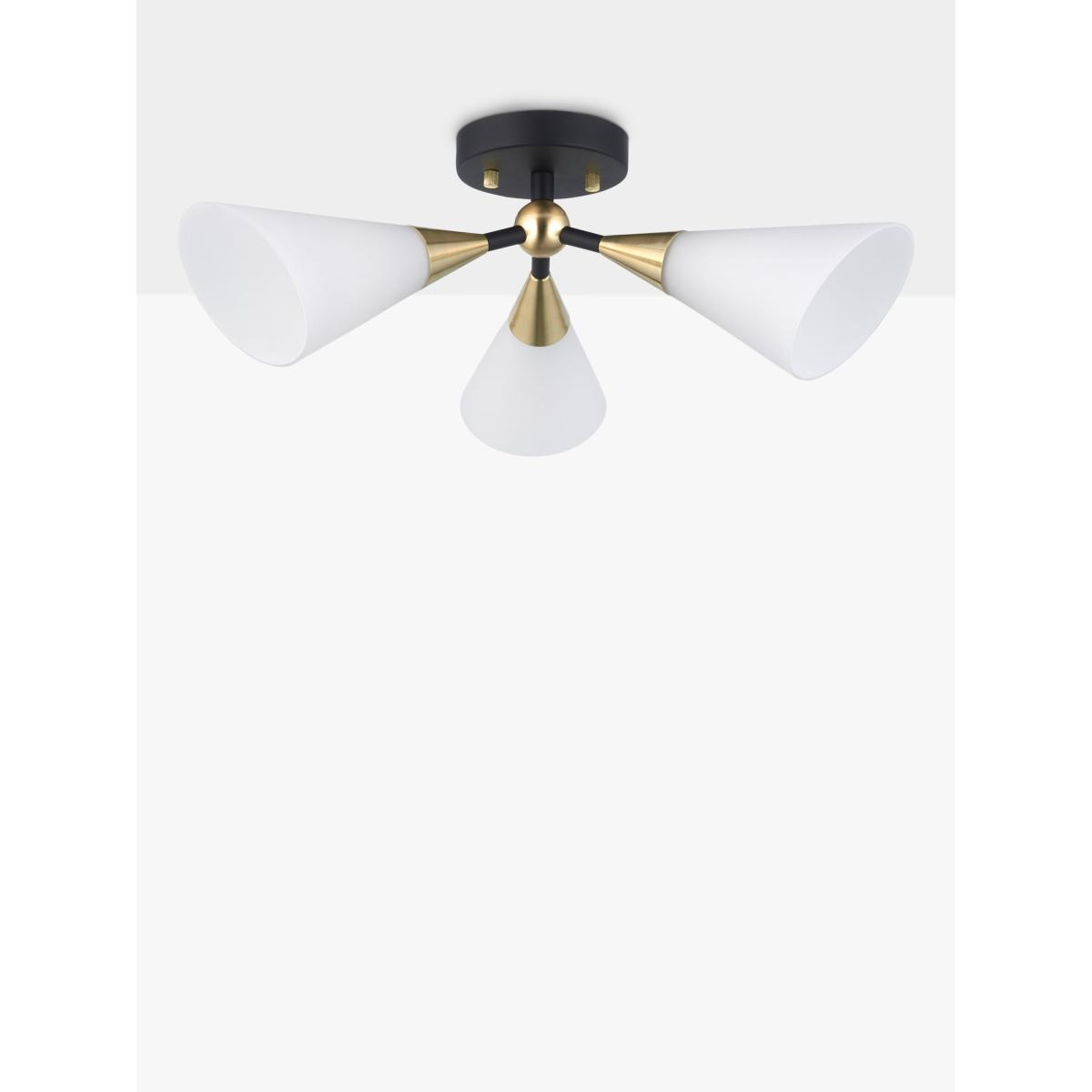 John Lewis Datura 3 Light Semi-Flush Ceiling Light, Brass – image 2