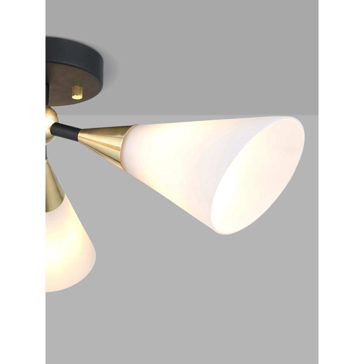 John Lewis Datura 3 Light Semi-Flush Ceiling Light, Brass – image 3