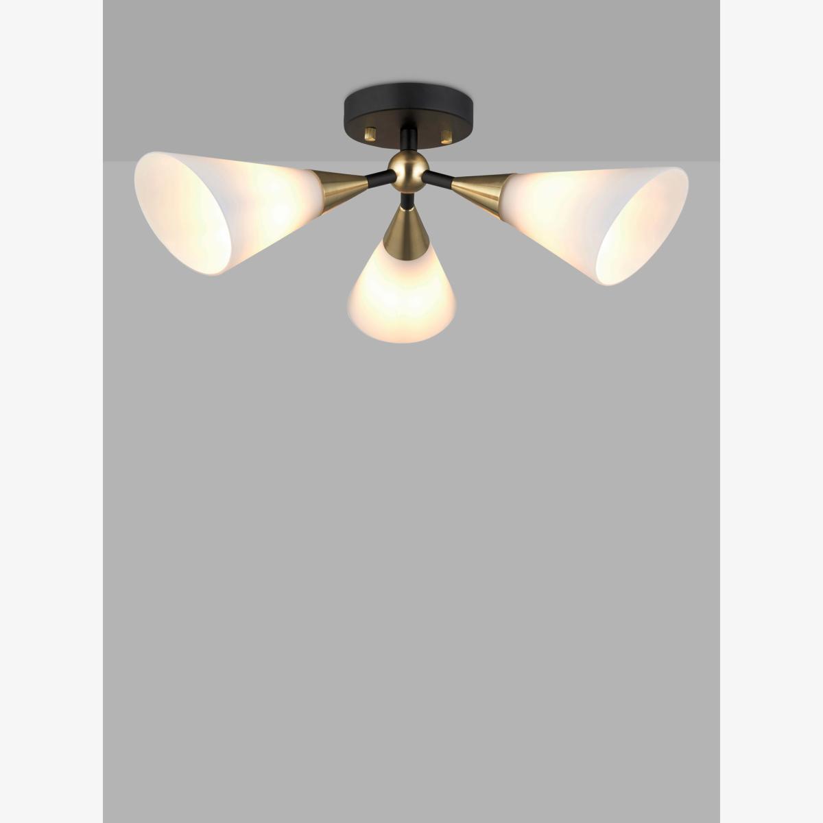 John Lewis Datura 3 Light Semi-Flush Ceiling Light, Brass – image 1