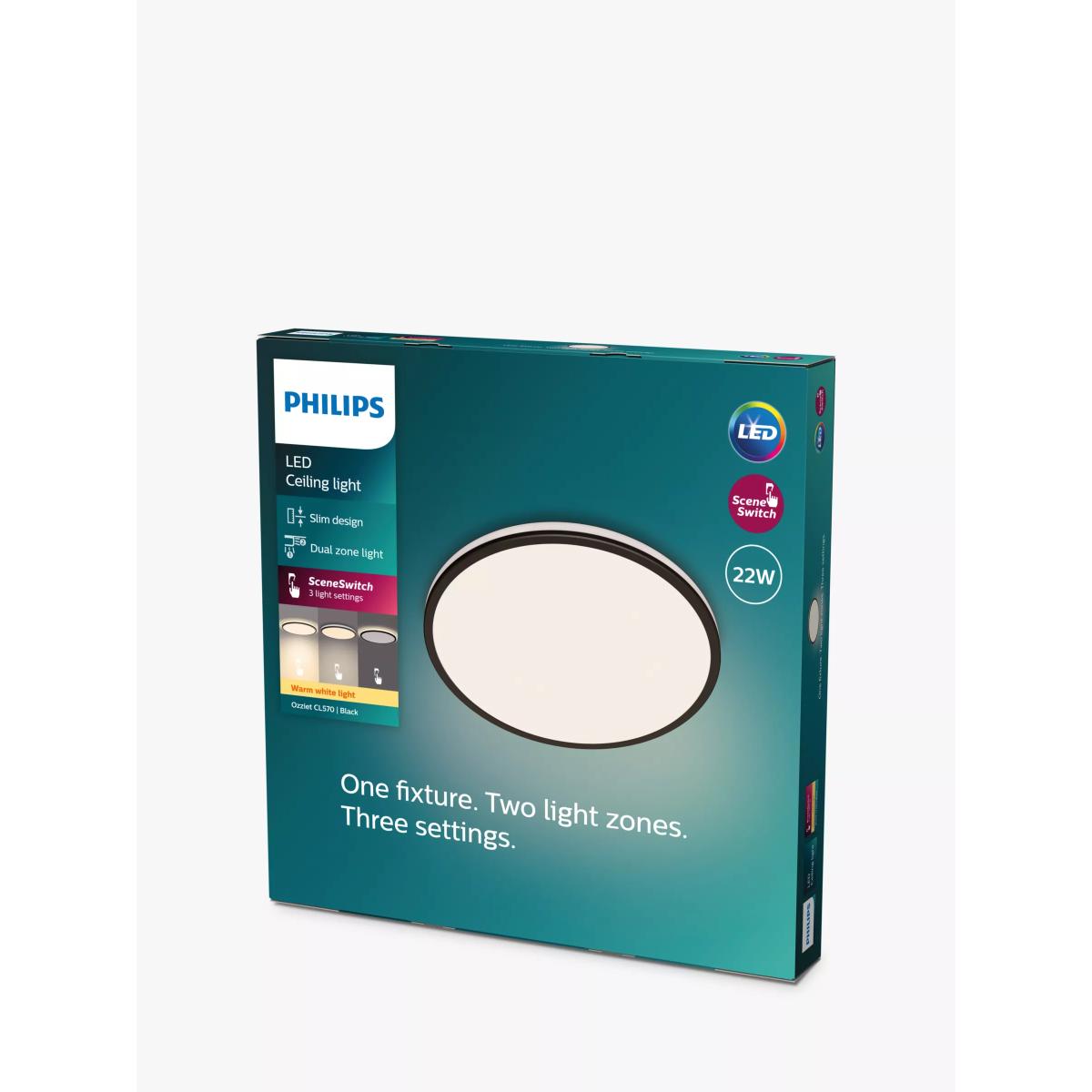 Philips Ozziet Flush Ceiling Light, Black – image 2