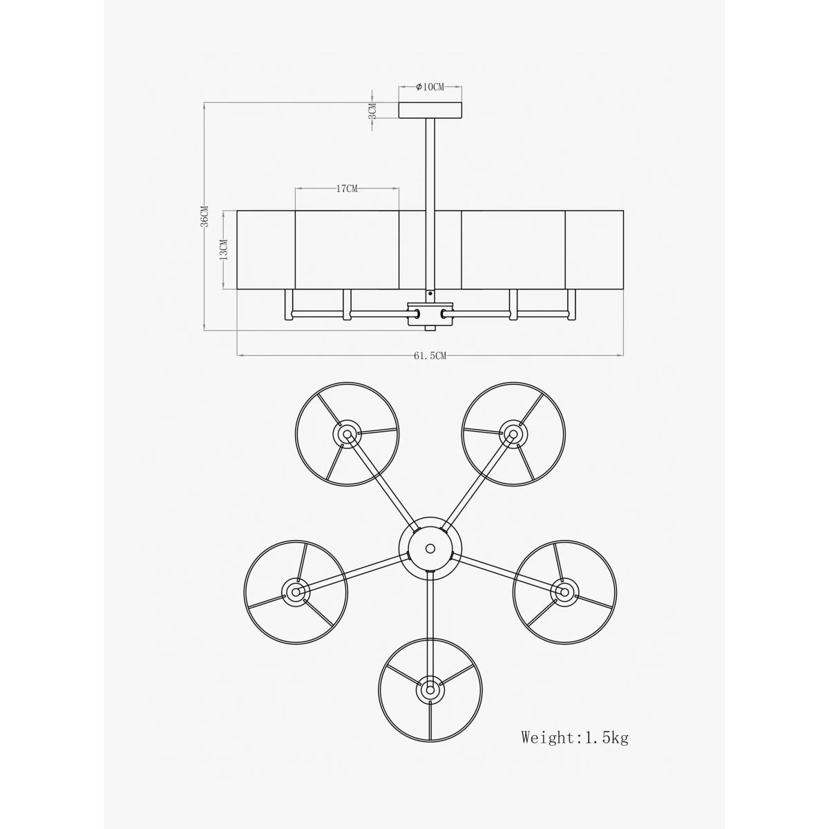 John Lewis Blakely 5 Arm Ceiling Light, Silver – image 5