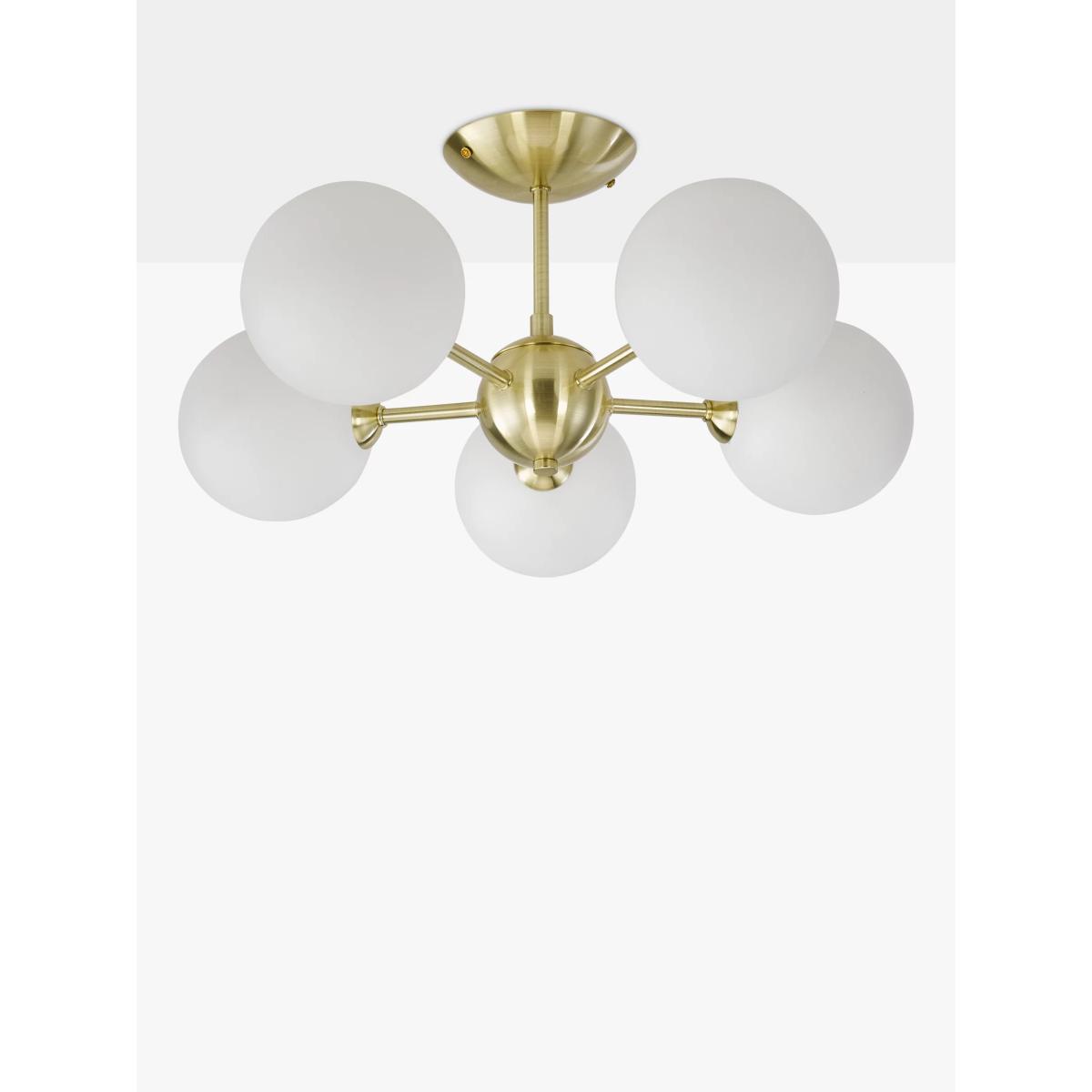 John Lewis Satellite 5 Arm Semi Flush Ceiling Light, Satin Brass – image 2