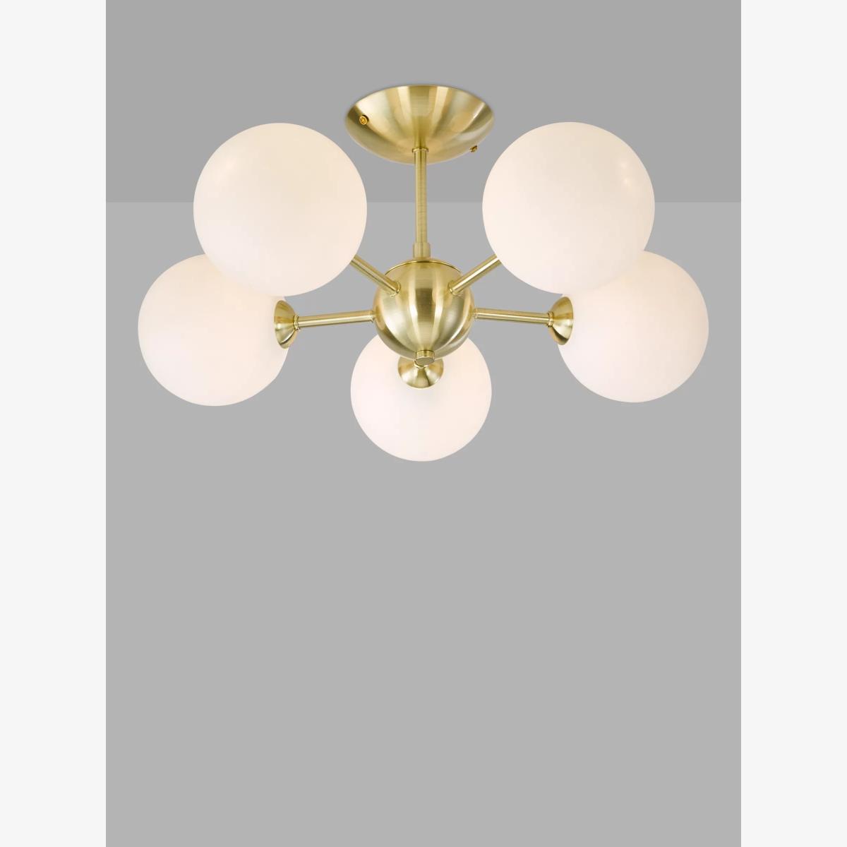 John Lewis Satellite 5 Arm Semi Flush Ceiling Light, Satin Brass – image 1