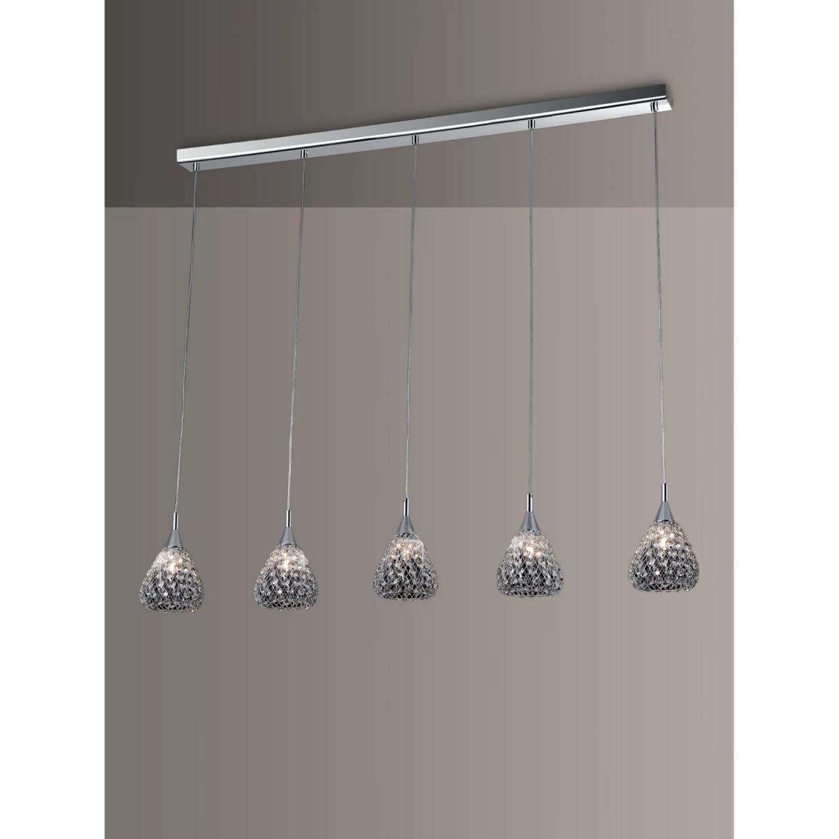 Impex Simone 5 Crystal Pendant Bar Ceiling Light, Clear/Chrome – image 2