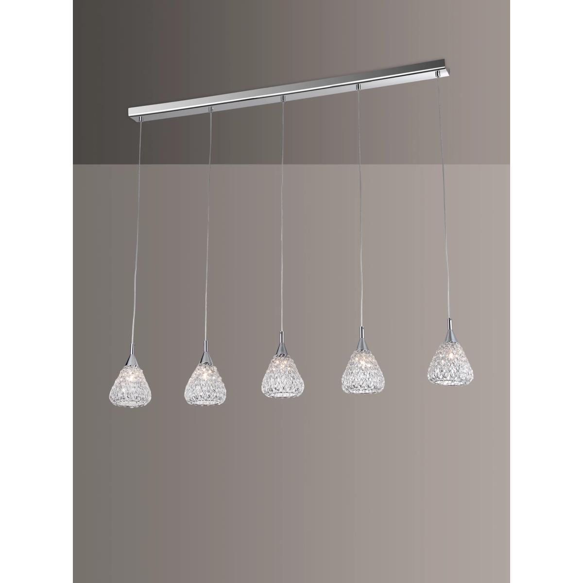 Impex Simone 5 Crystal Pendant Bar Ceiling Light, Clear/Chrome – image 1