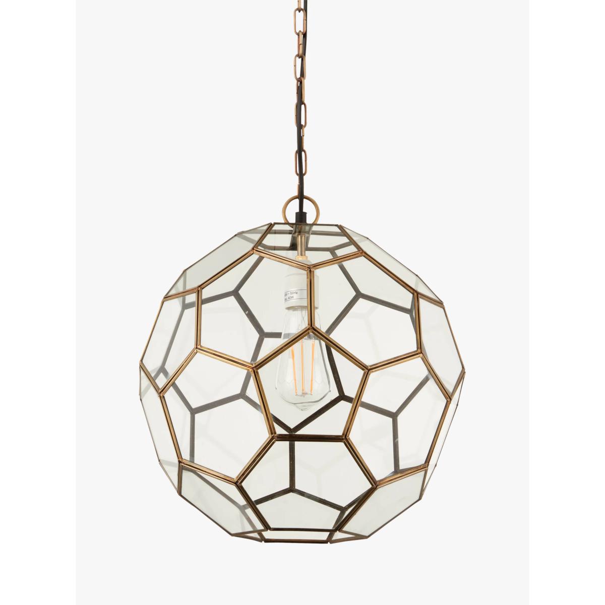 Bay Lighting Savannah Glass Pendant Ceiling Light, Small, Antique Brass – image 2