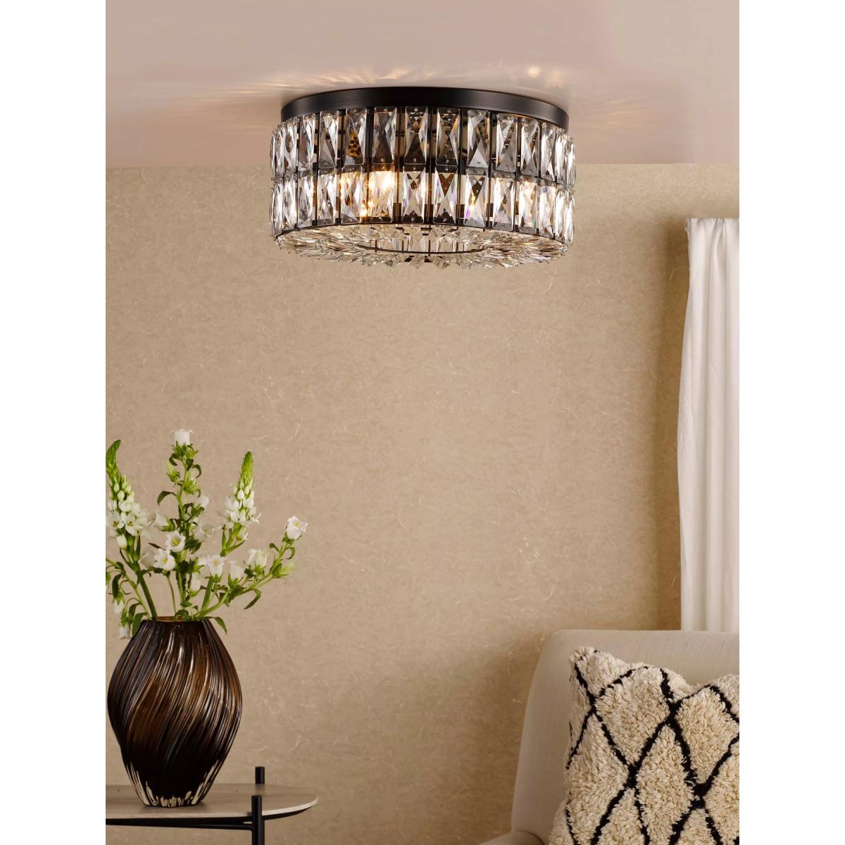 Där Relena Crystal Flush Ceiling Light, Black – image 2