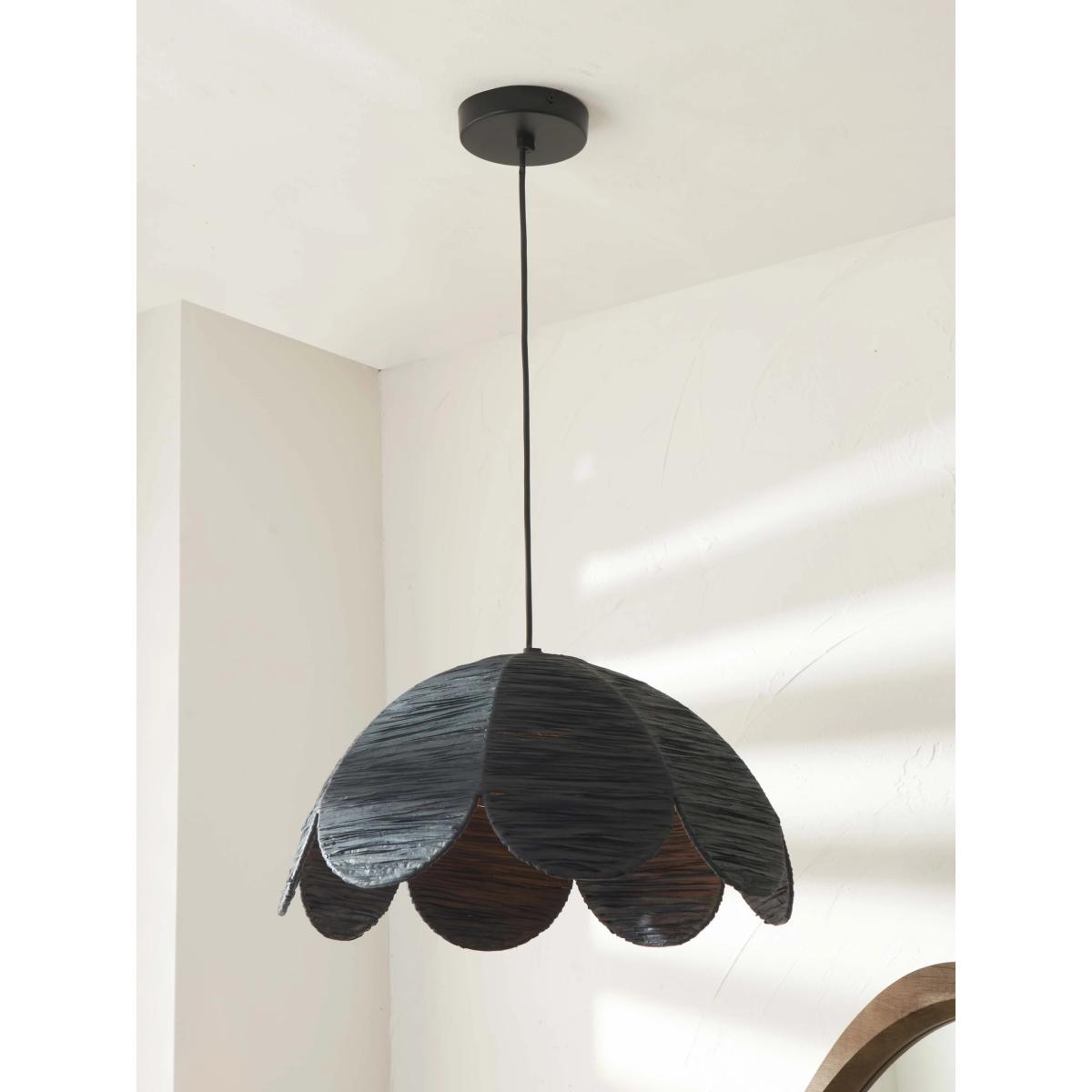 Pacific Lifestyle Petal Black Raffia Pendant Ceiling Light, Black – image 3
