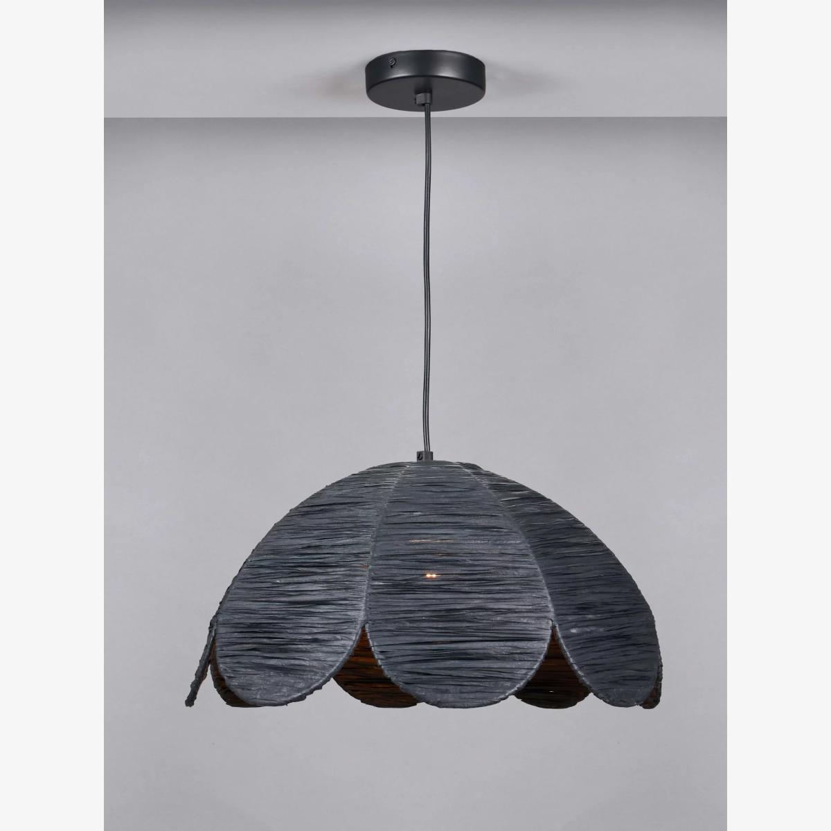 Pacific Lifestyle Petal Black Raffia Pendant Ceiling Light, Black – image 1