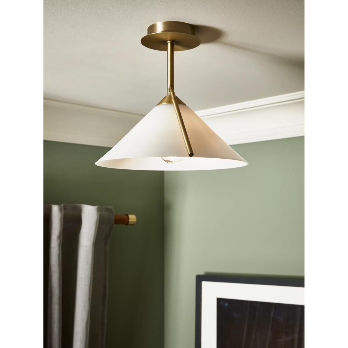 Swoon Mendel Semi Flush Ceiling Light, Opal/Brushed Gold – image 5