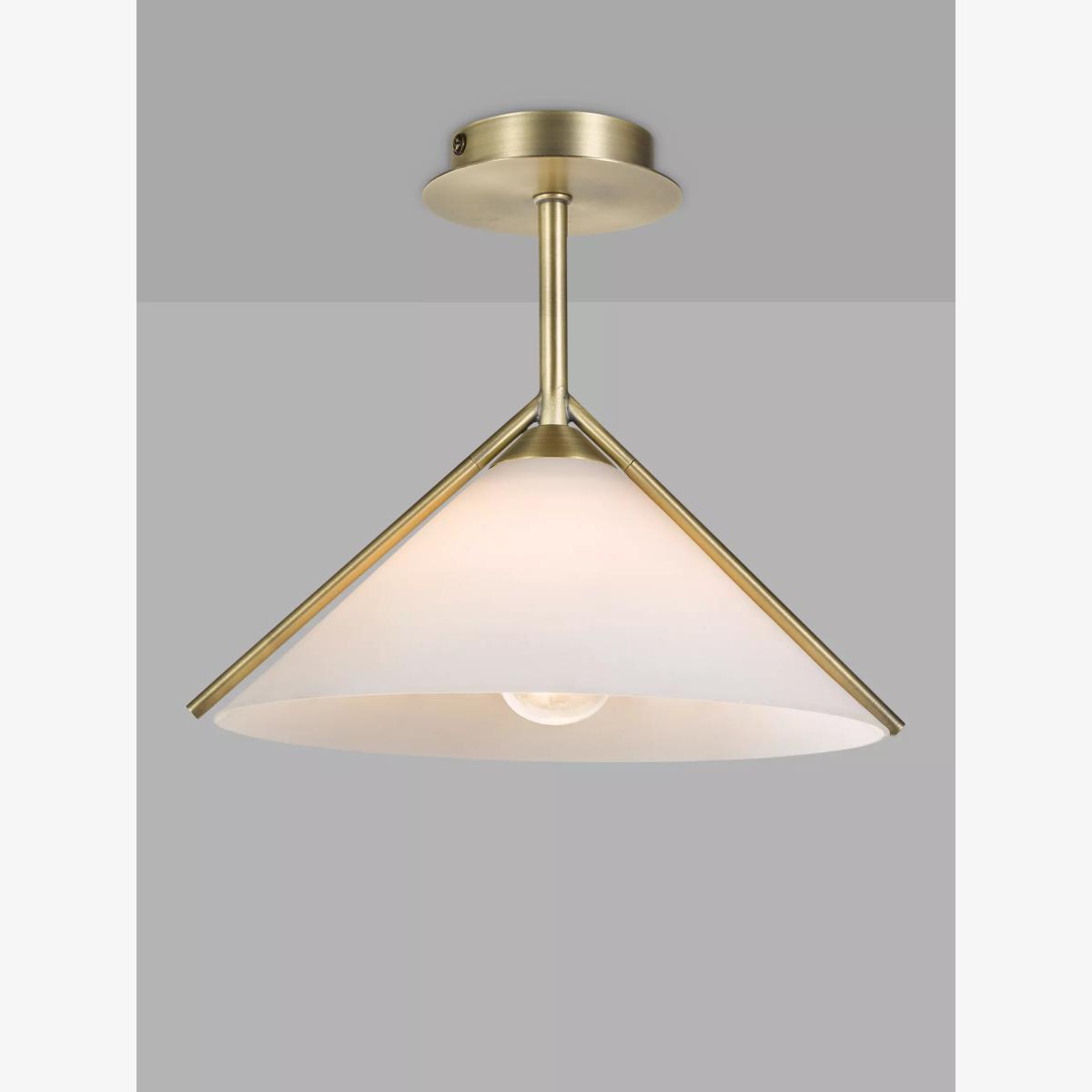 Swoon Mendel Semi Flush Ceiling Light, Opal/Brushed Gold – image 1