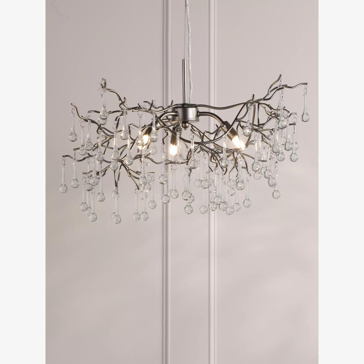 Laura Ashley Willow 3 Arm Ceiling Light, Pewter – image 1