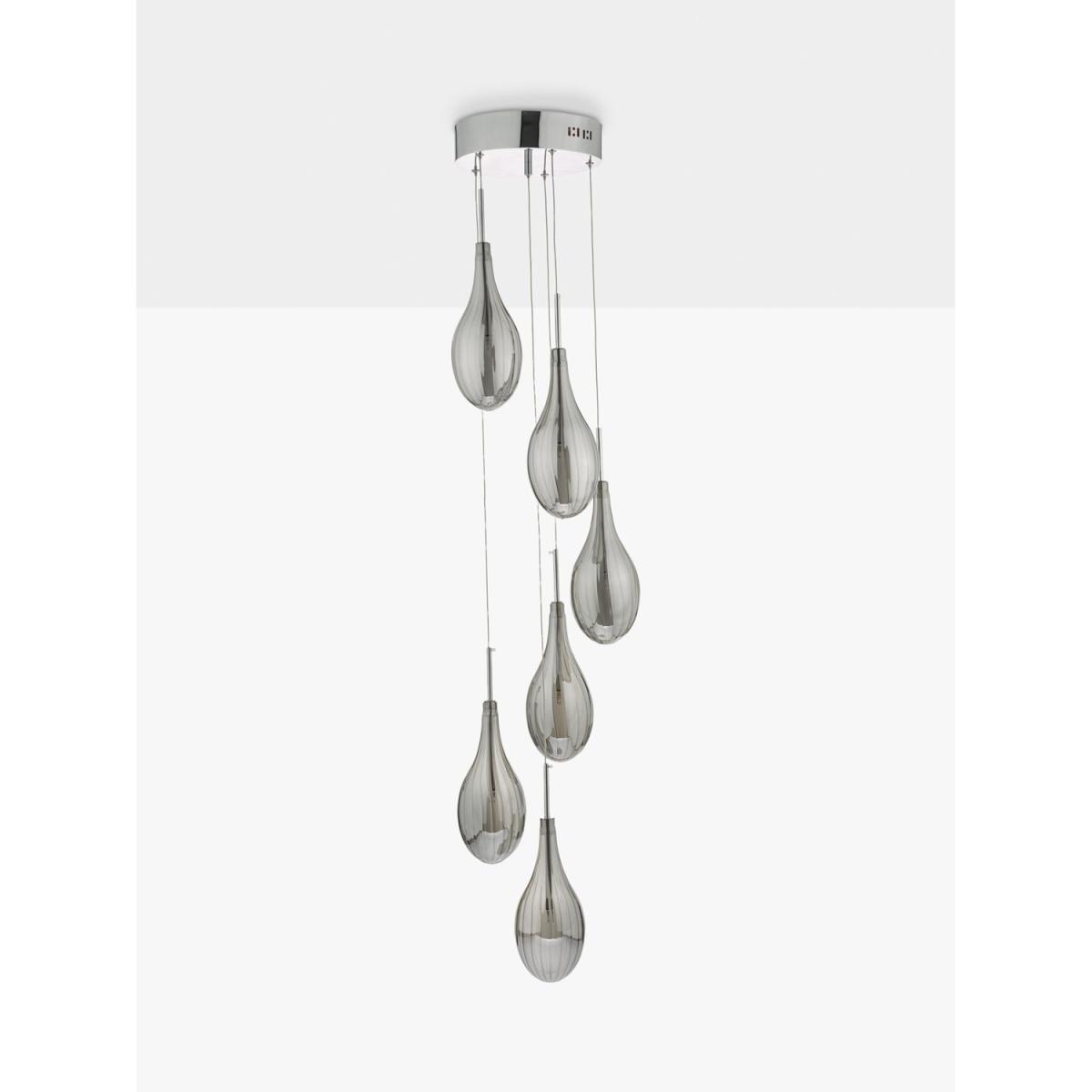 Där Seta 6 Glass Pendant Cluster Ceiling Light, Polished Chrome – image 2