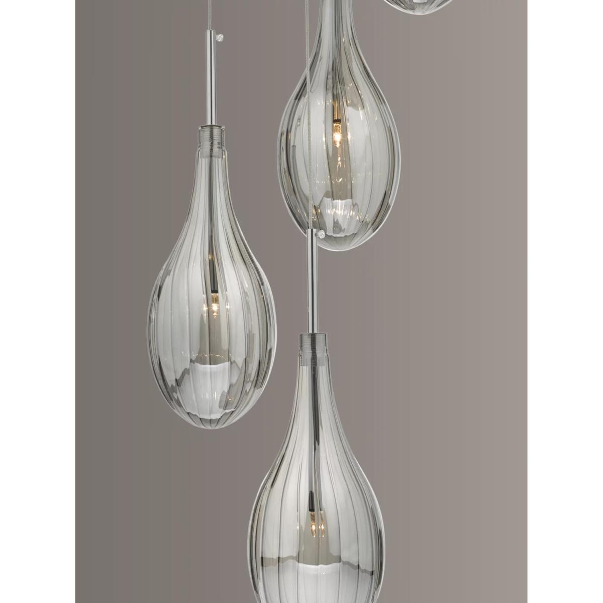 Där Seta 6 Glass Pendant Cluster Ceiling Light, Polished Chrome – image 3