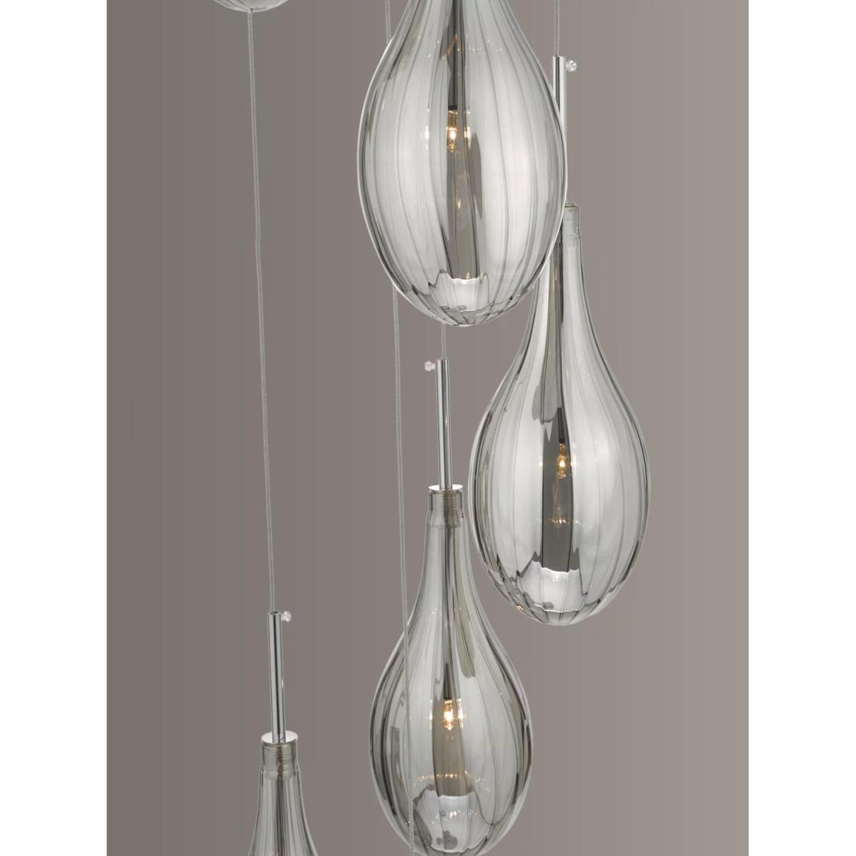 Där Seta 6 Glass Pendant Cluster Ceiling Light, Polished Chrome – image 4