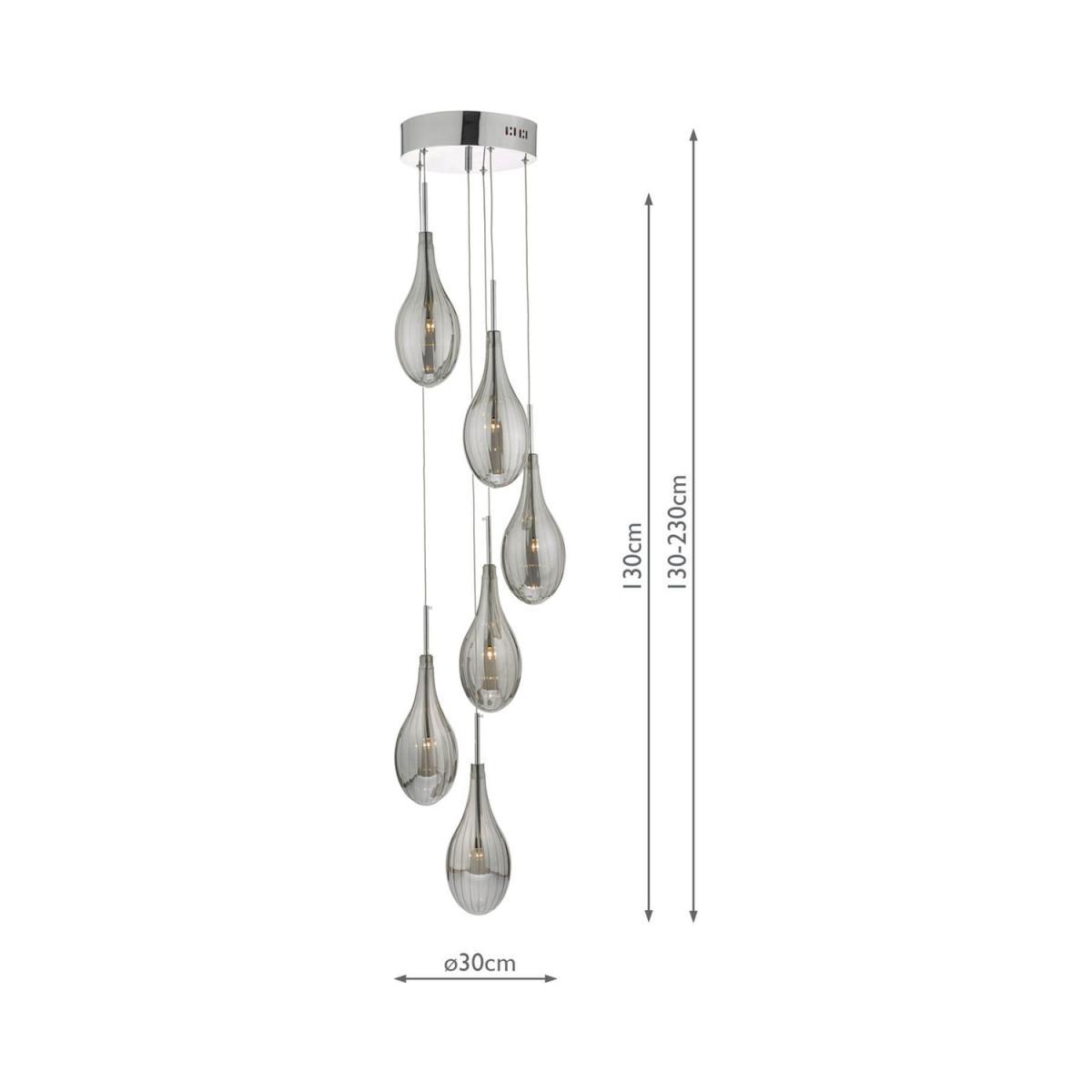 Där Seta 6 Glass Pendant Cluster Ceiling Light, Polished Chrome – image 5