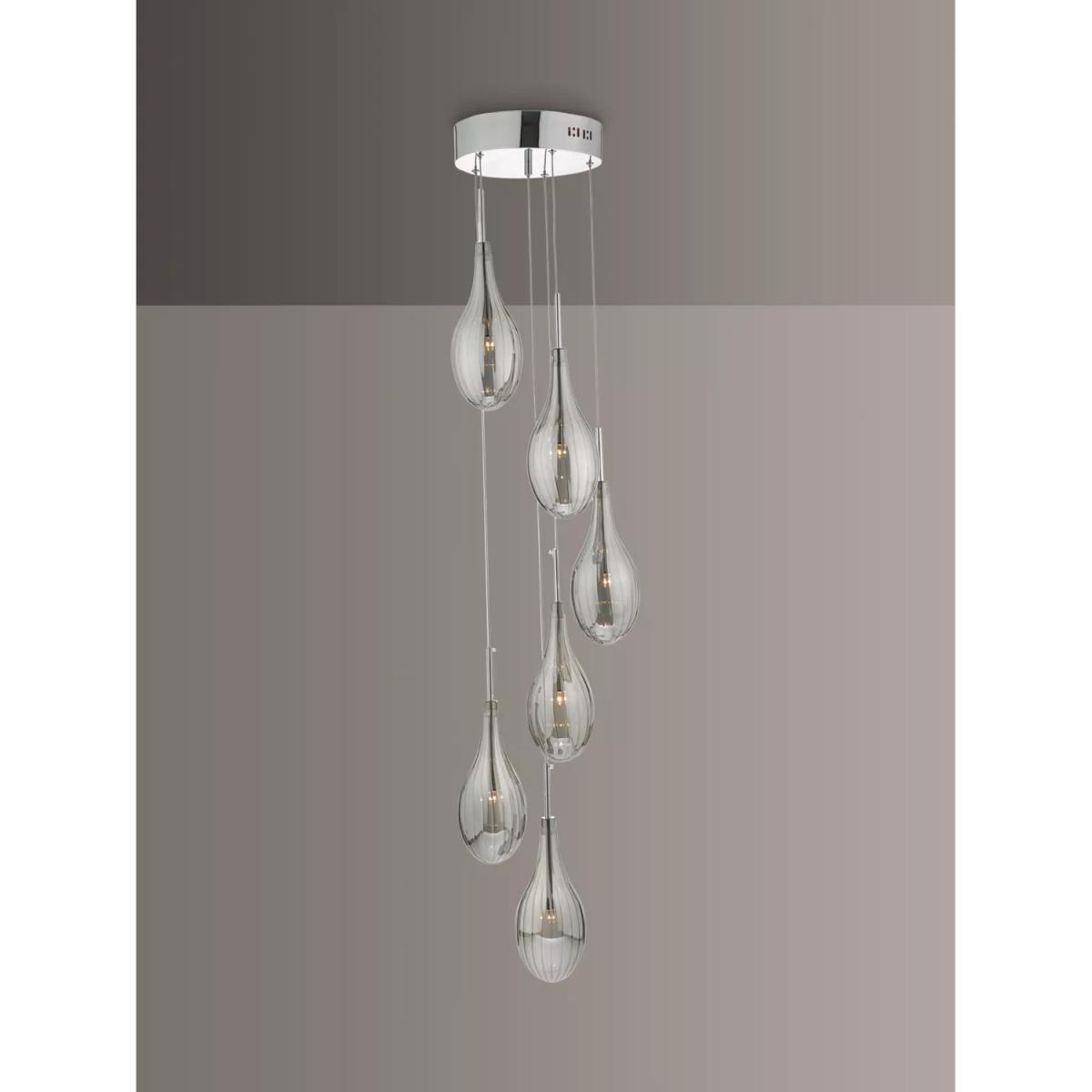 Där Seta 6 Glass Pendant Cluster Ceiling Light, Polished Chrome – image 1