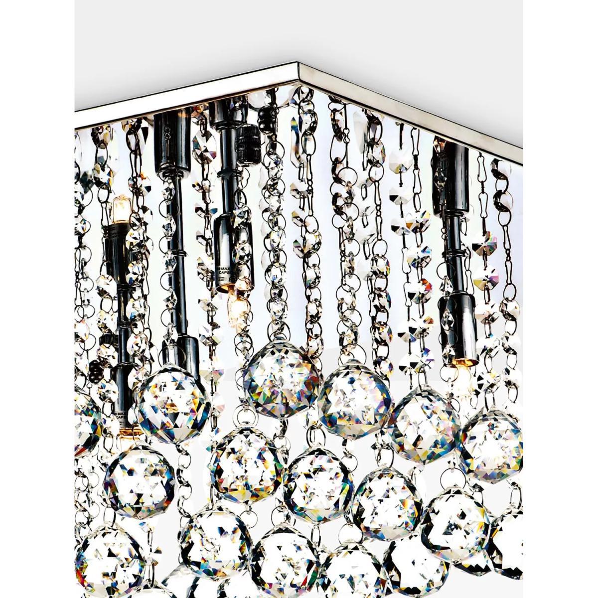 Där Abacus Crystal Semi Flush Square Ceiling Light, Large, Polished Chrome – image 3