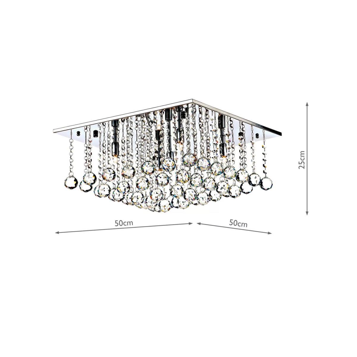 Där Abacus Crystal Semi Flush Square Ceiling Light, Large, Polished Chrome – image 5
