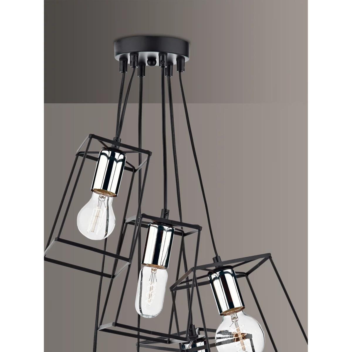 Där Tower 6 Pendant Cluster Ceiling Light, Black/Chrome – image 2