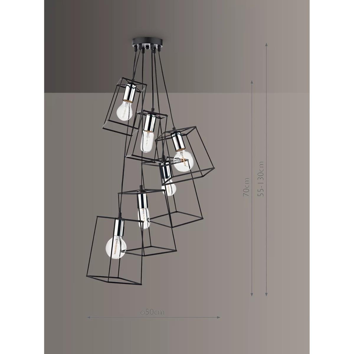 Där Tower 6 Pendant Cluster Ceiling Light, Black/Chrome – image 4