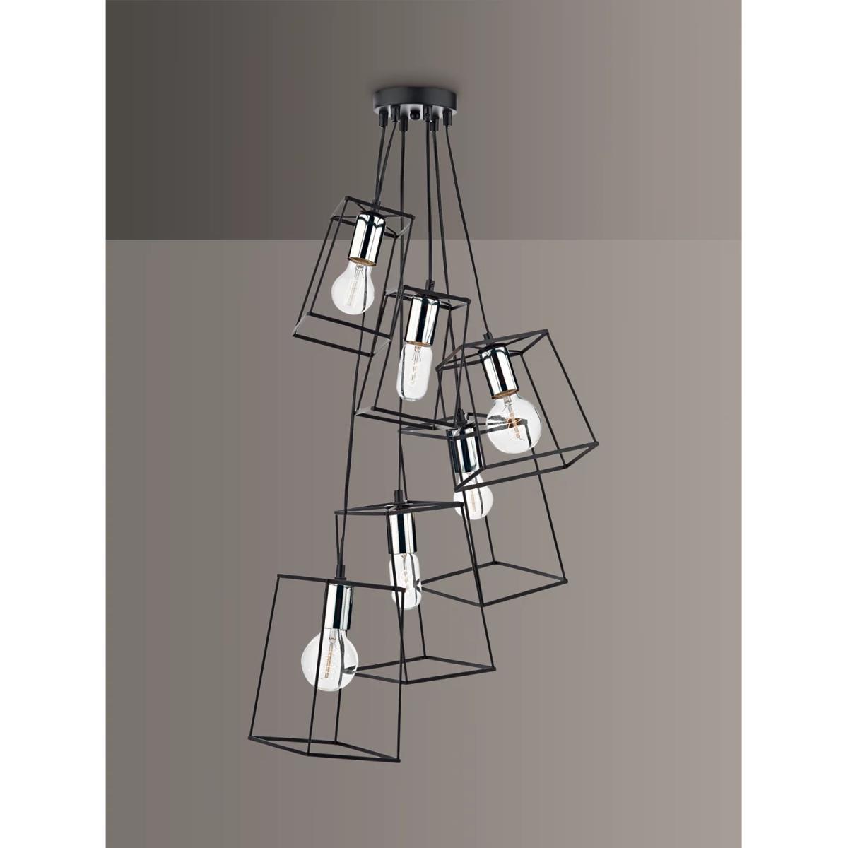 Där Tower 6 Pendant Cluster Ceiling Light, Black/Chrome – image 1