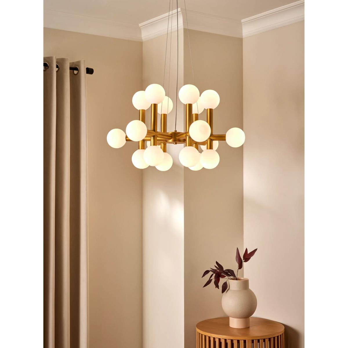John Lewis Modern 18 Arm Ceiling Light, Warm Brass/Opal – image 2