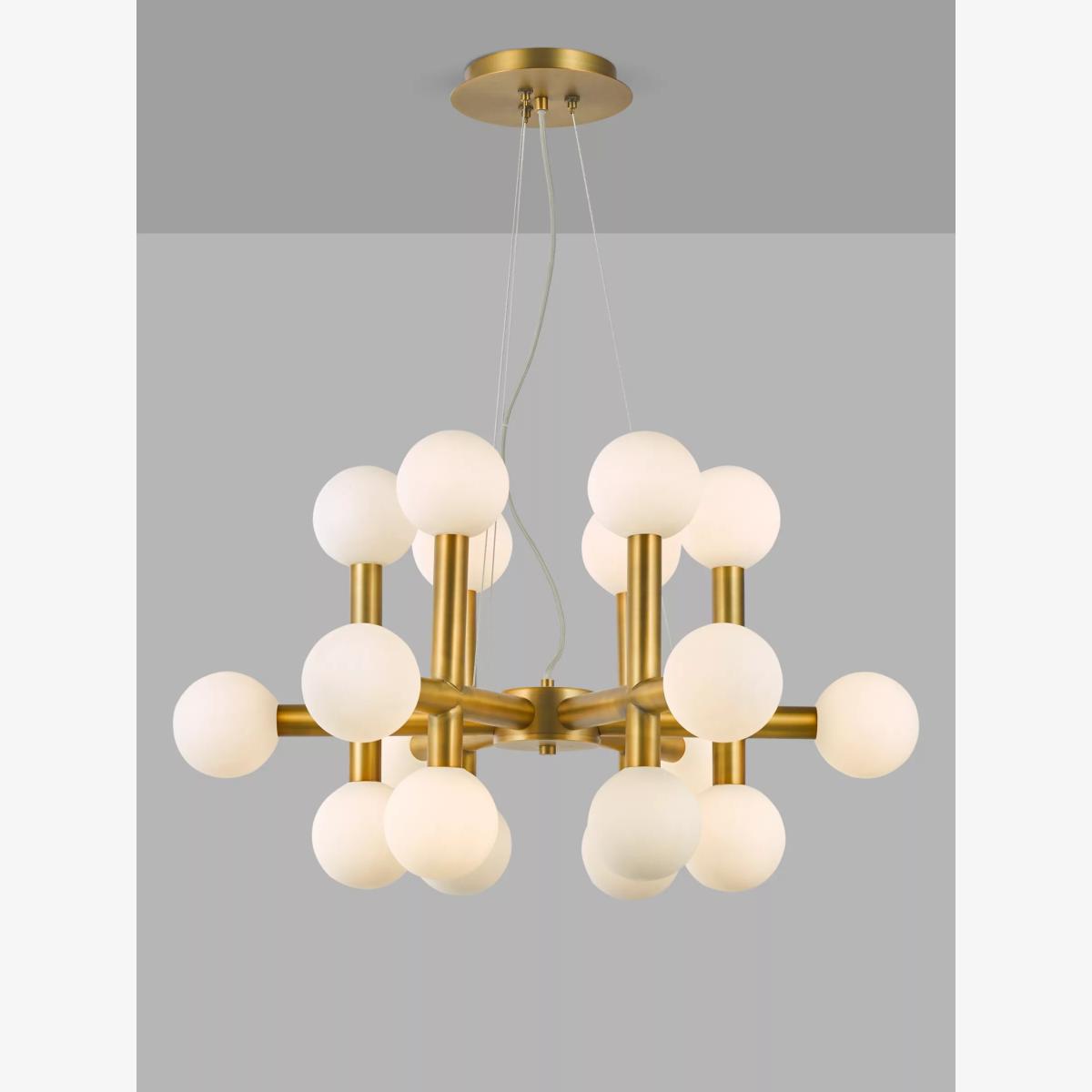 John Lewis Modern 18 Arm Ceiling Light, Warm Brass/Opal – image 1