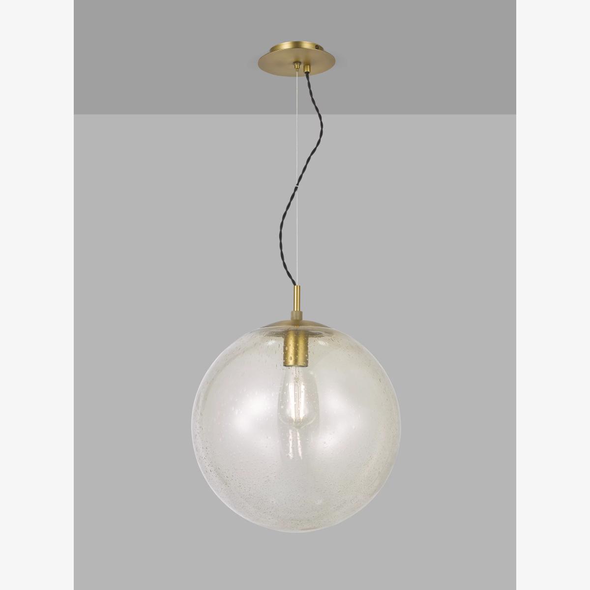 John Lewis Champagne Bubble Glass Pendant Ceiling Light, Champagne/Warm Brass – image 1