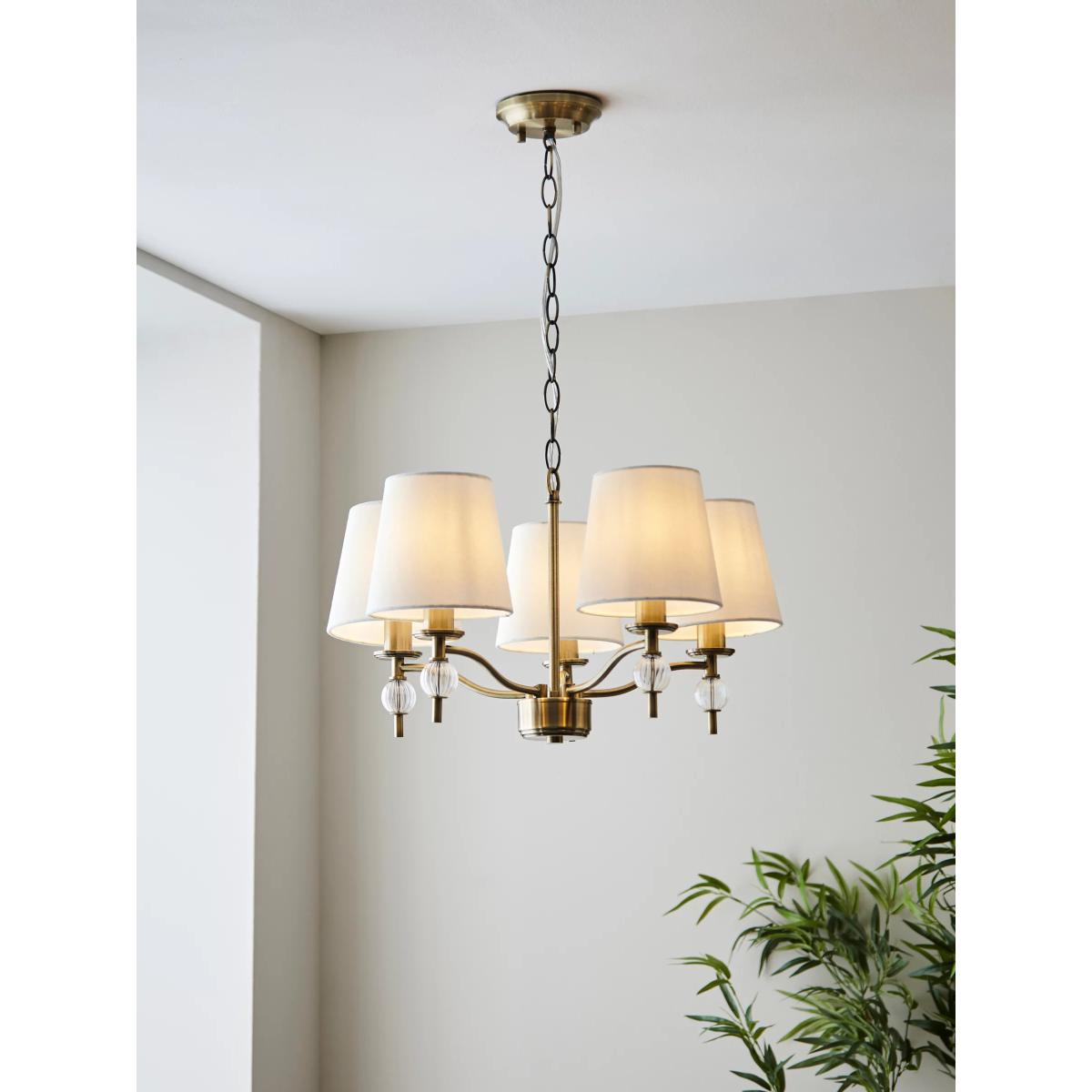 John Lewis Haverstock 5 Arm Pendant Ceiling Light, Antique Brass – image 2