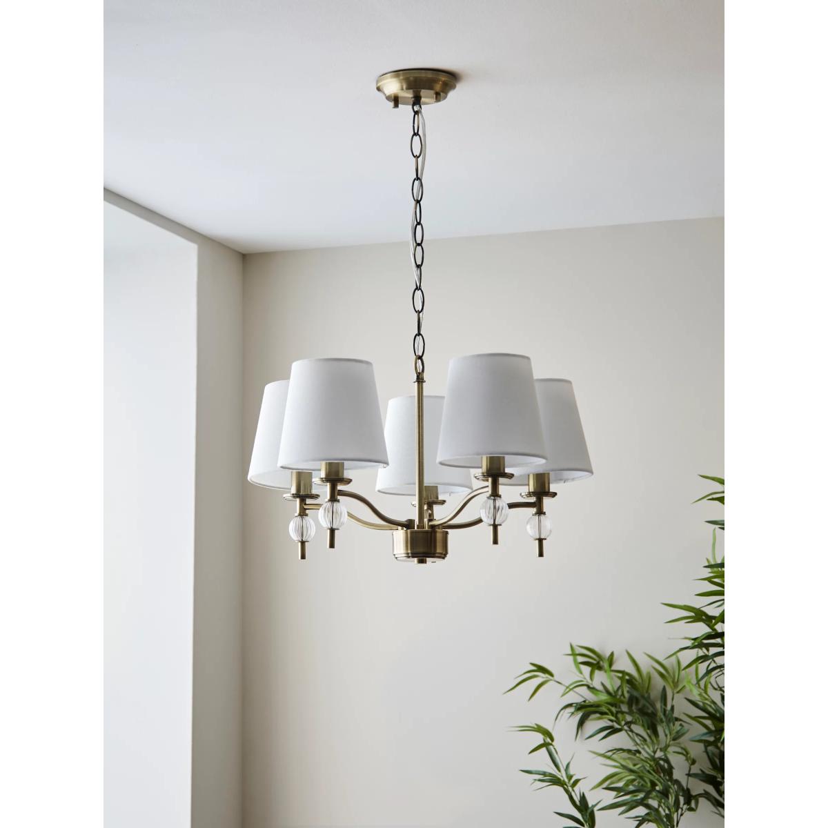 John Lewis Haverstock 5 Arm Pendant Ceiling Light, Antique Brass – image 7