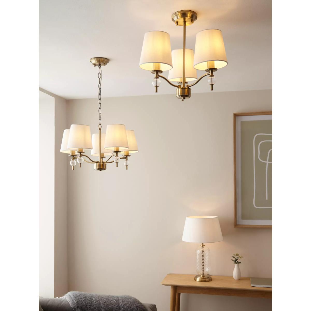 John Lewis Haverstock 5 Arm Pendant Ceiling Light, Antique Brass – image 8