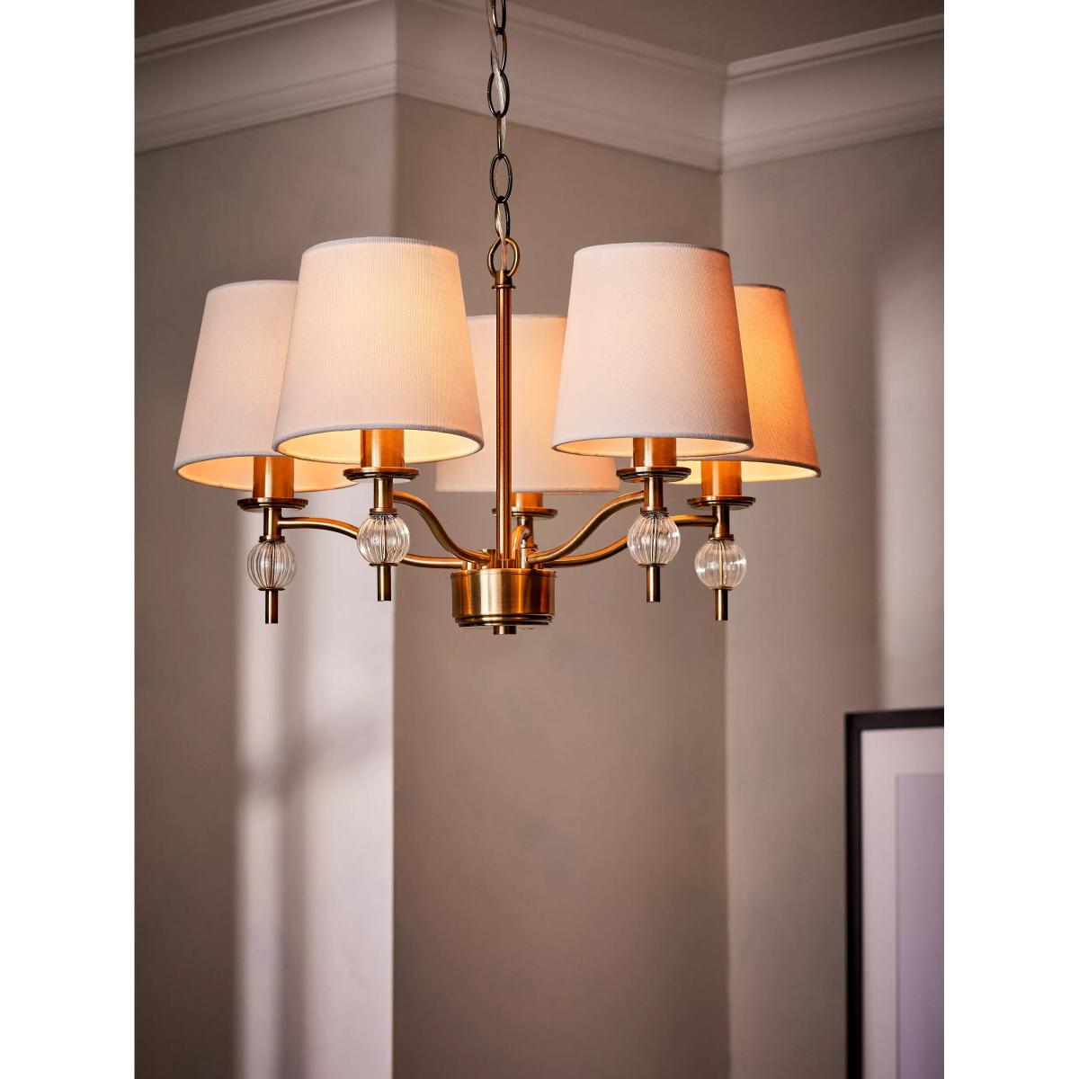 John Lewis Haverstock 5 Arm Pendant Ceiling Light, Antique Brass – image 9