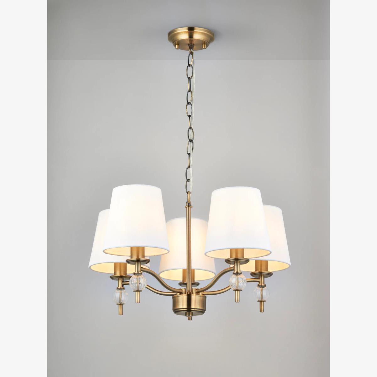 John Lewis Haverstock 5 Arm Pendant Ceiling Light, Antique Brass – image 1