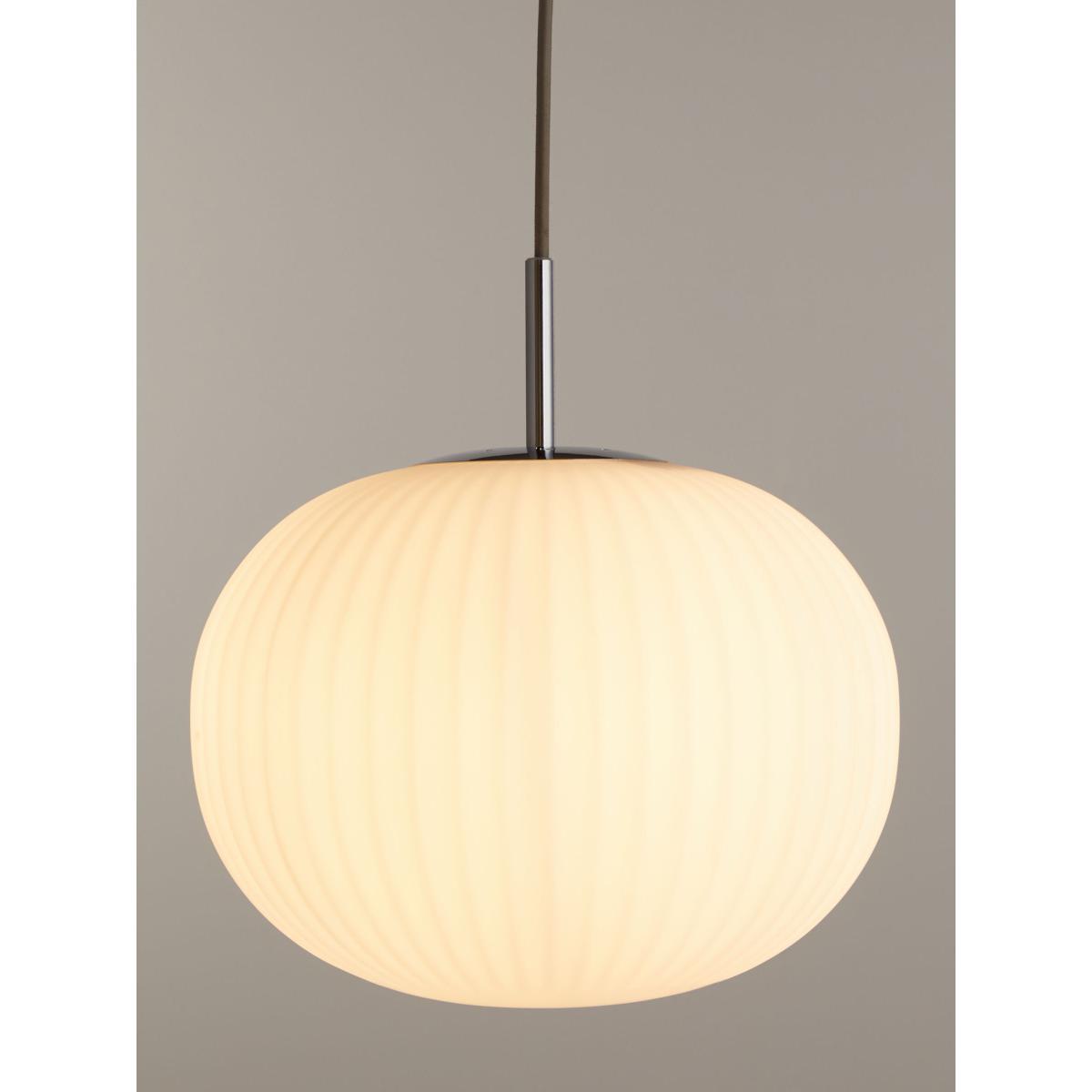 John Lewis & Partners Pleated Glass Globe Ceiling Light, White/Chrome – image 3