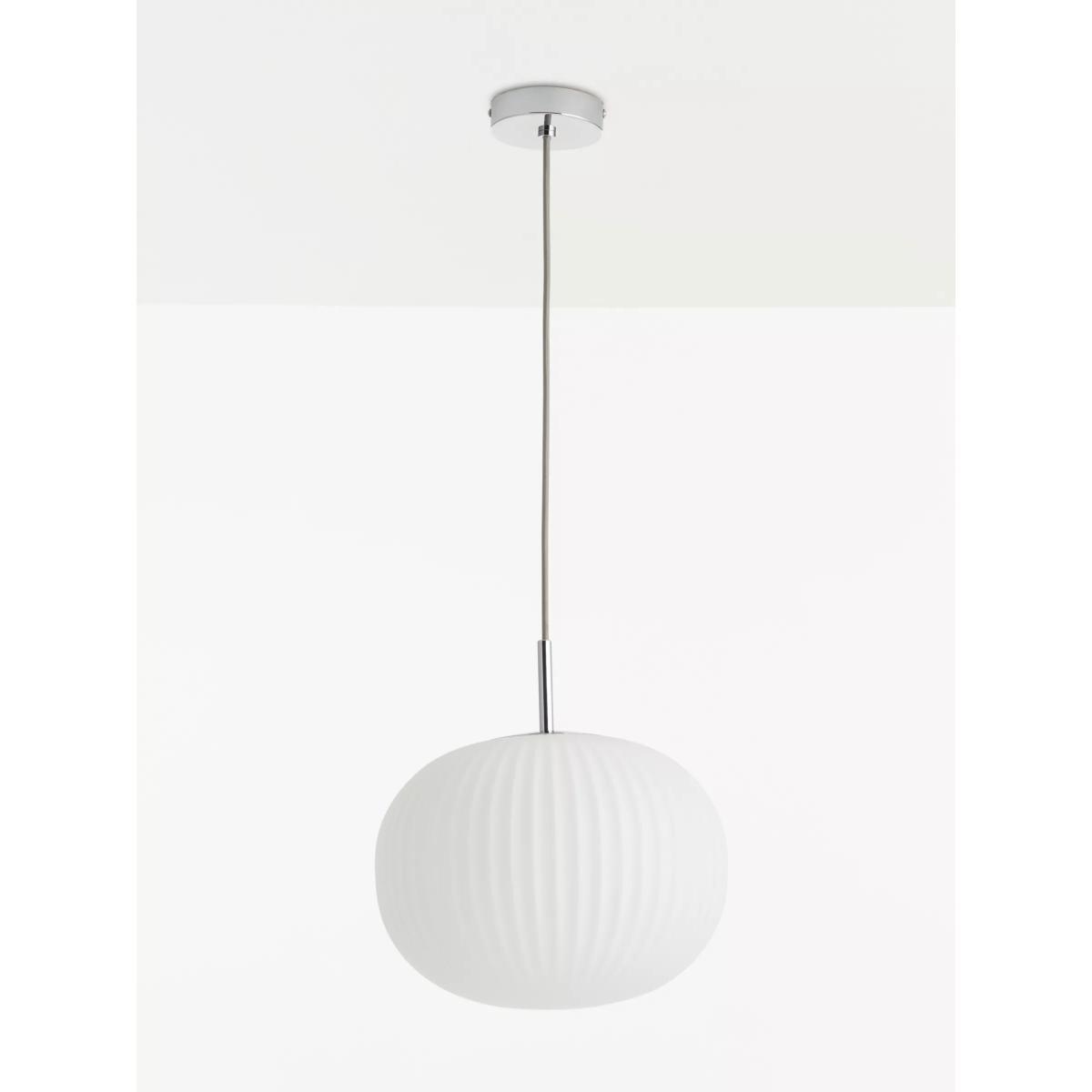 John Lewis & Partners Pleated Glass Globe Ceiling Light, White/Chrome – image 5
