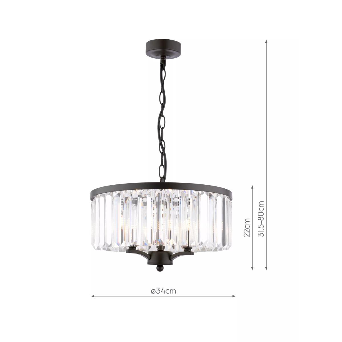 Laura Ashley Elkwood 3 Arm Chandelier Ceiling Light, Soft Black – image 5