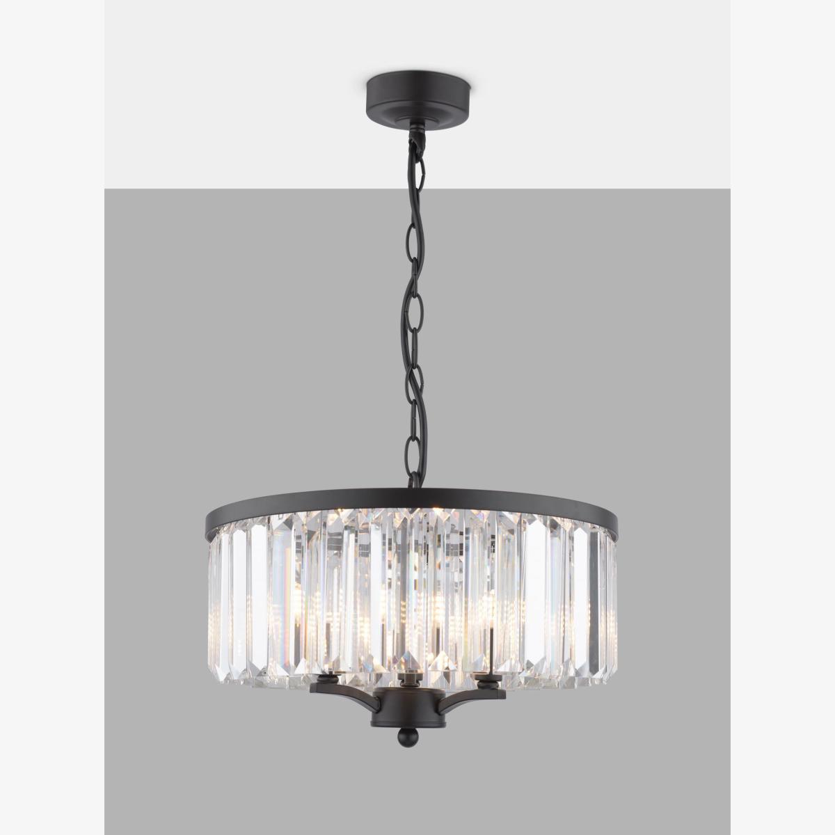 Laura Ashley Elkwood 3 Arm Chandelier Ceiling Light, Soft Black – image 1