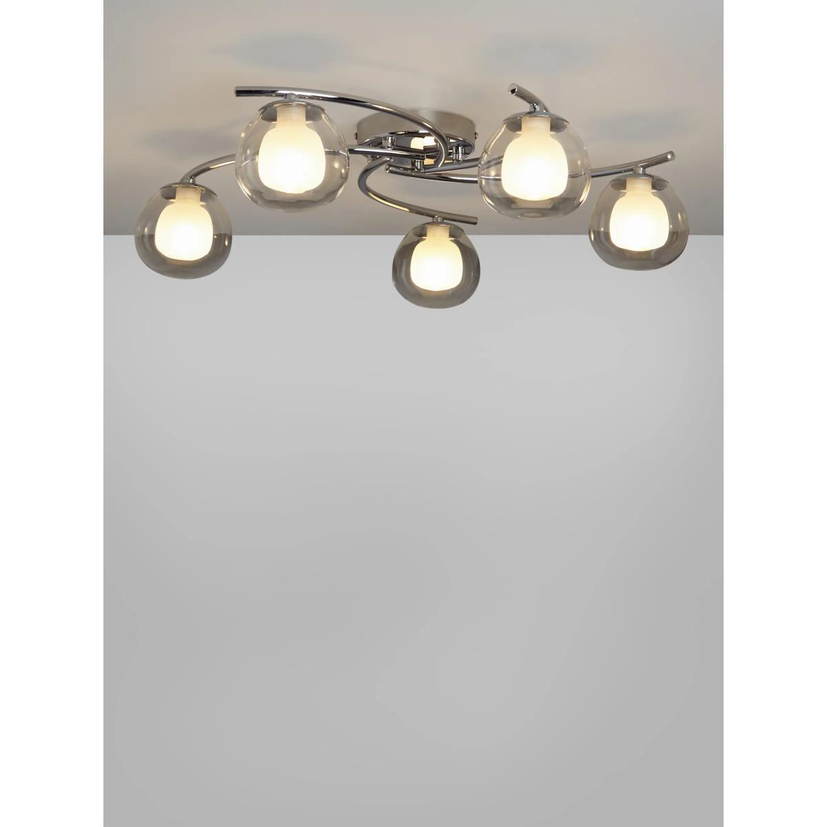 John Lewis & Partners Double Glass 5 Arm Semi Flush Ceiling Light, Polished Chrome