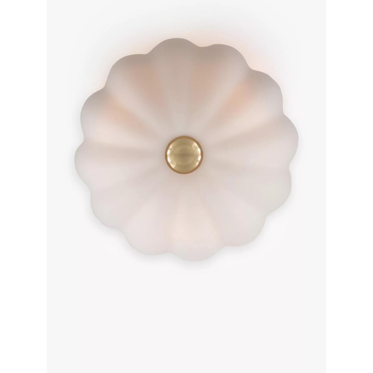 houseof Flower Frosted Glass Flush Ceiling Light, White/Brass – image 3