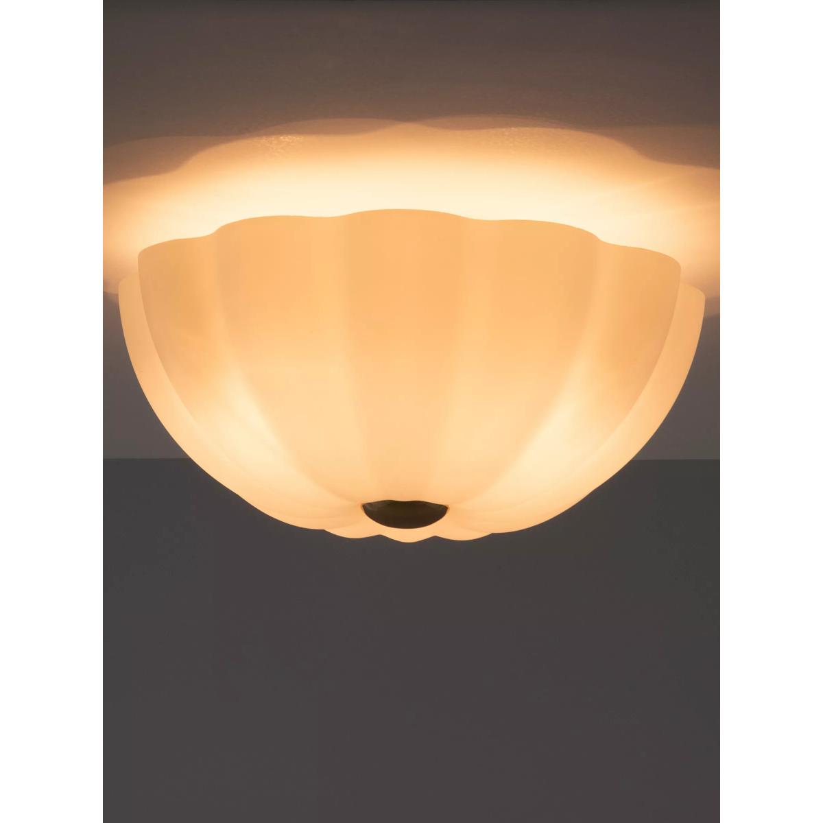 houseof Flower Frosted Glass Flush Ceiling Light, White/Brass – image 4
