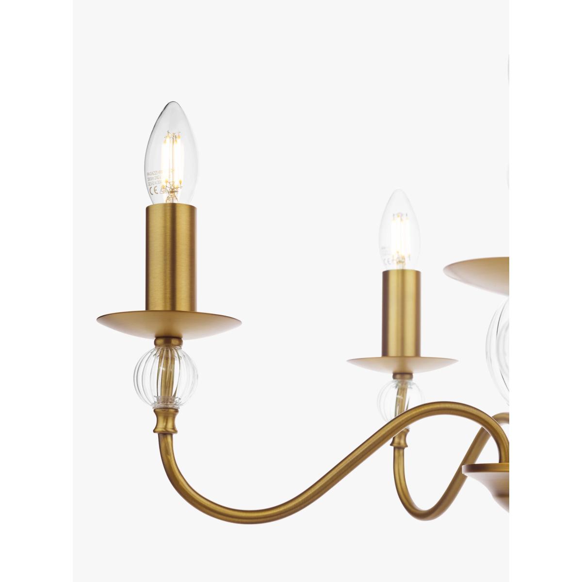 English Heritage Wrest Park 5 Light Pendant Ceiling Light, Metallic Brass – image 2