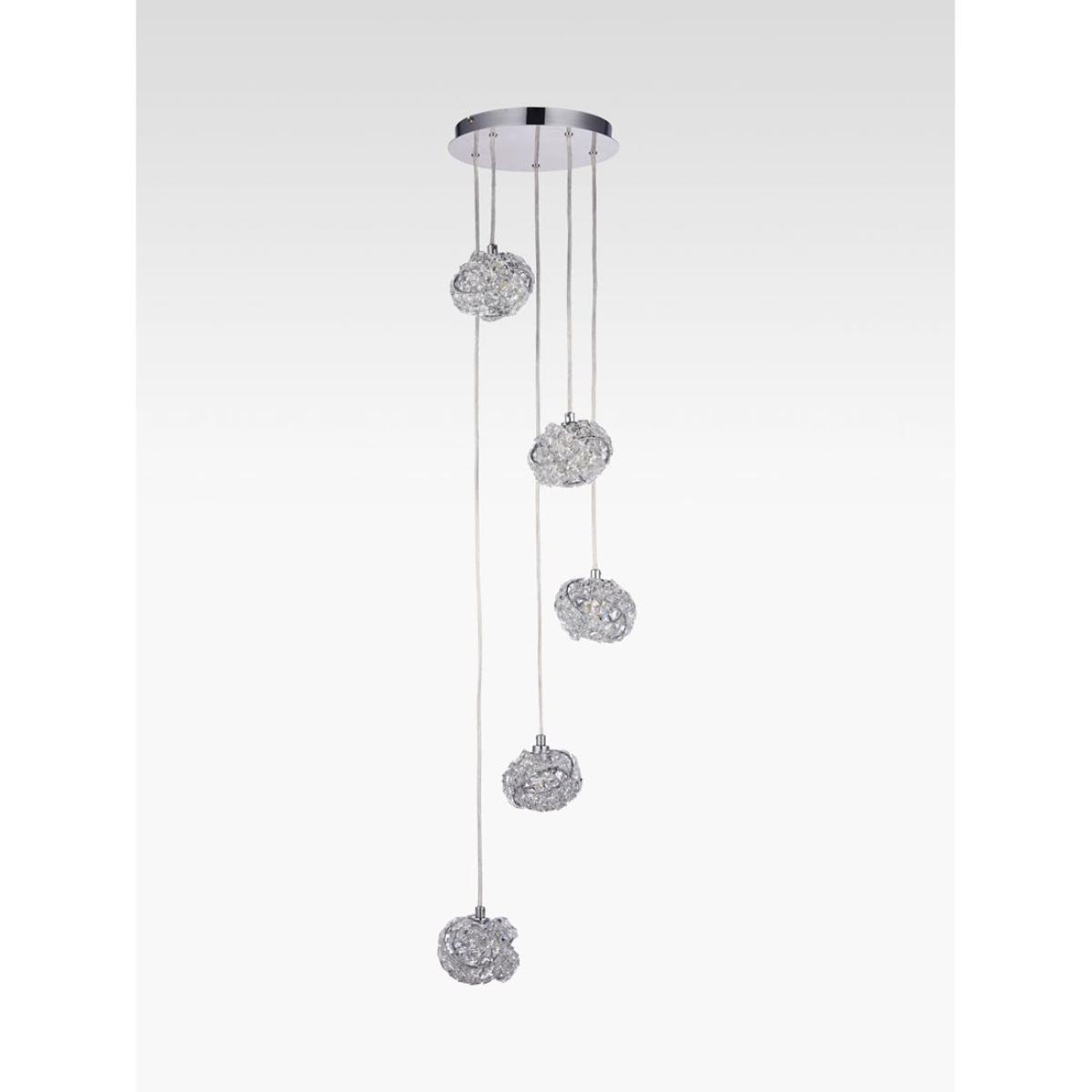 Bay Lighting Jolie Crystal 5 Pendant Cluster Ceiling Light, Clear/Chrome – image 2