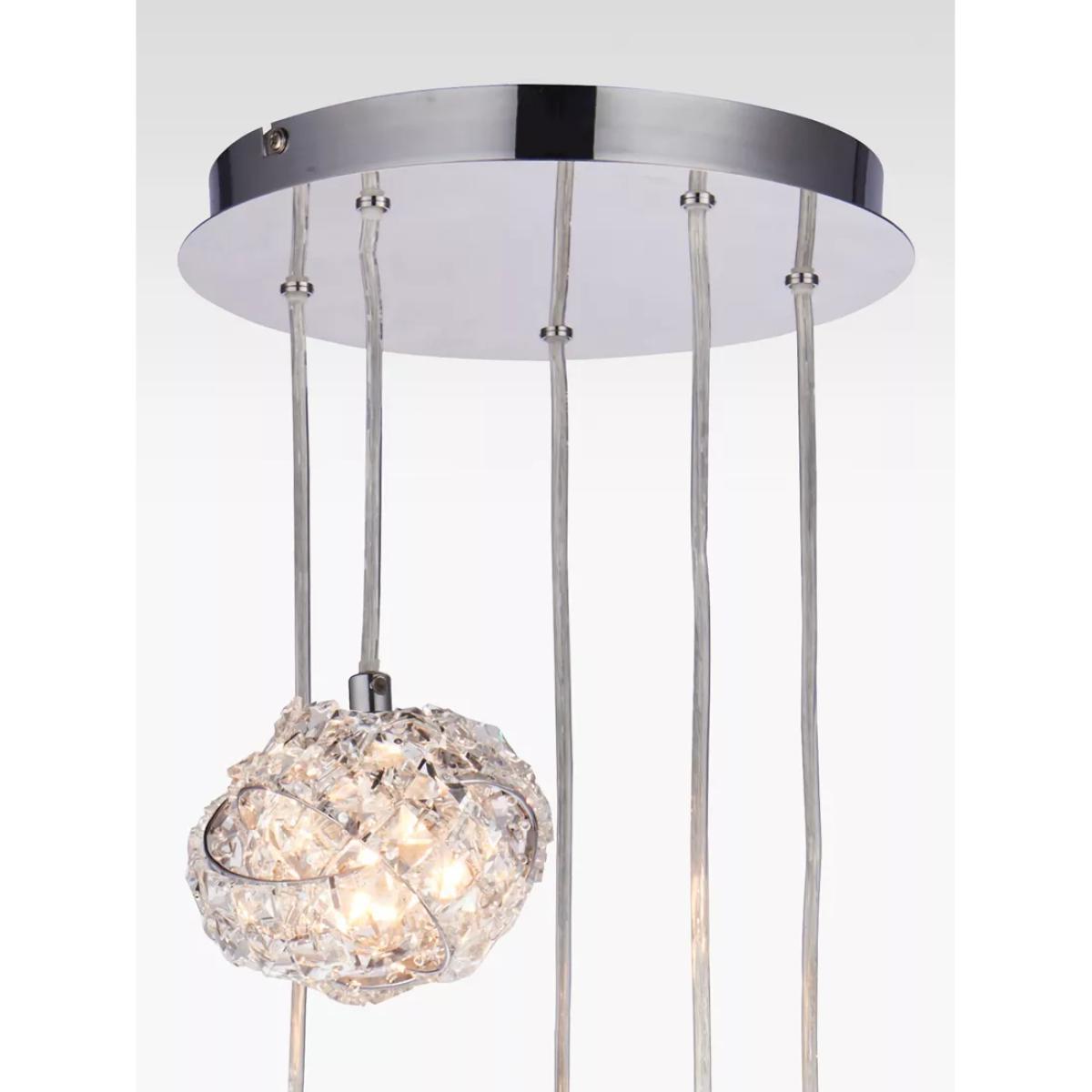 Bay Lighting Jolie Crystal 5 Pendant Cluster Ceiling Light, Clear/Chrome – image 3