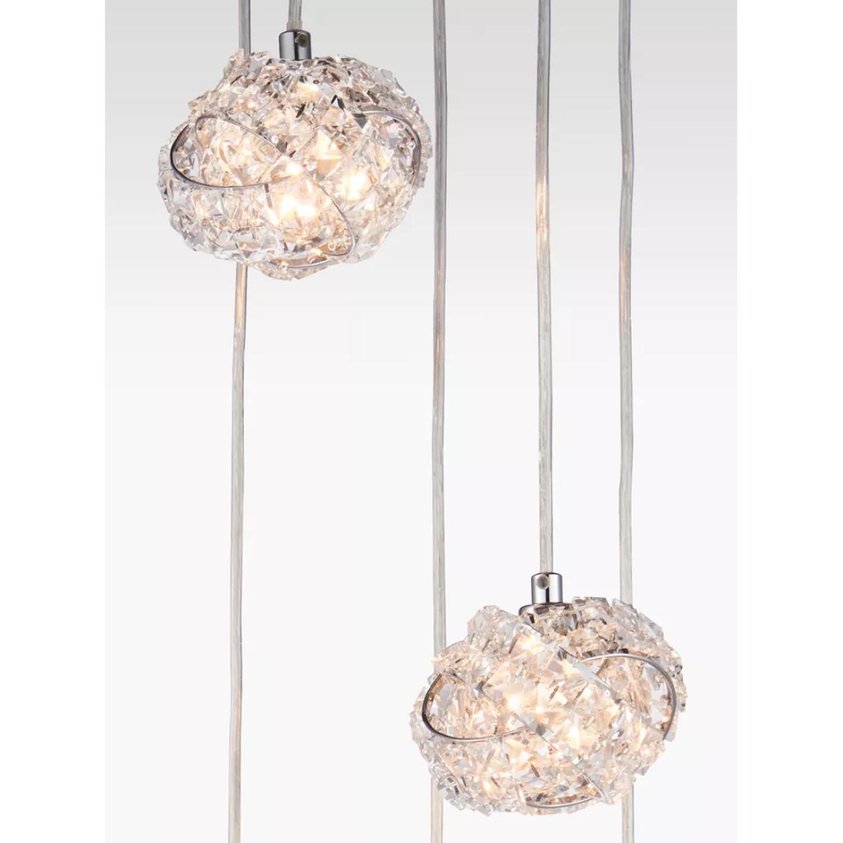 Bay Lighting Jolie Crystal 5 Pendant Cluster Ceiling Light, Clear/Chrome – image 4